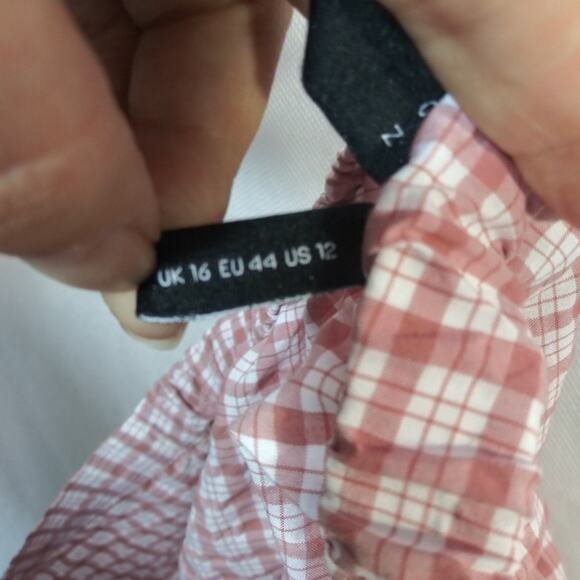 ASOS DESIGN Casual Flare Pants in Pink Check Size 12 - Picture 7 of 8